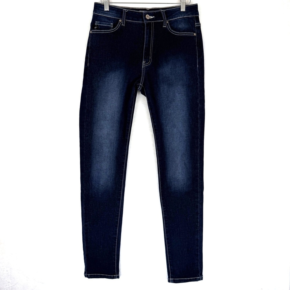 Kancan Womens High Rise Skinny Jeans Dark Wash Stretch Denim 29x29